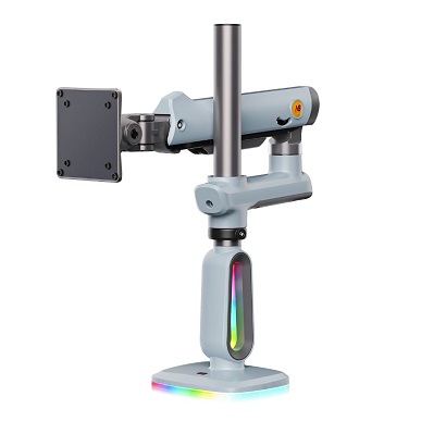 זרוע שולחנית דו מפרקית הידראולית למסכי גיימינג כולל תאורה ומסכים כבדים 32 עד 60 אינץ' משקל עד 20 קילו אורך מירבי 62 ס''מ גובה מירבי 49 ס''מ צבע כחול בהיר North Bayou NB V8 RGB Gaming Monitor Arm Hydraulic Double-Jointed Desktop Arm 32 Inches to 60 Inches Heavy Duty Weight up to 20kg Light Blue